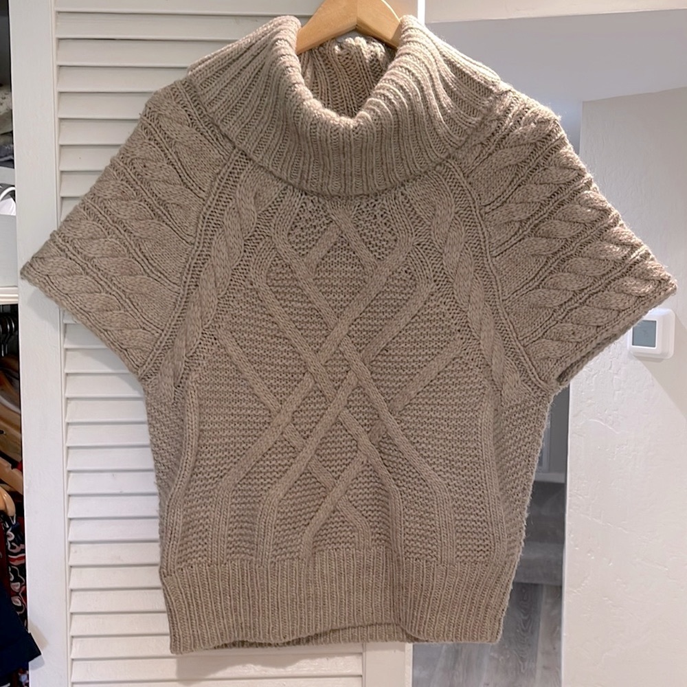 LOFT Funnel Neck Cap Sleeve Cable Knit Sweater Vest